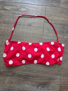 Red polka dot Salinas bikini top bandeau XS swim beach vacation